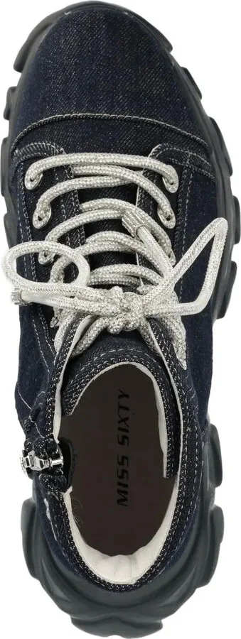 Denim Lace-Up High-Top Sneakers - Image 2