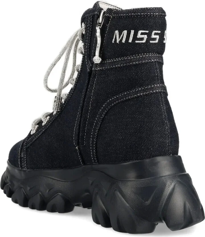 Denim Lace-Up High-Top Sneakers - Image 4