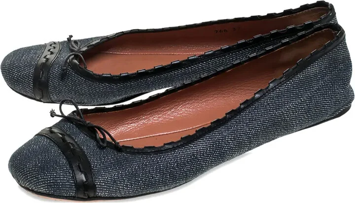 Denim Leather-Trim Ballet Flats - Image 2