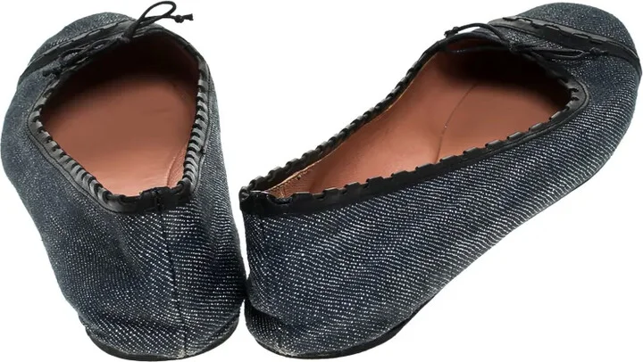 Denim Leather-Trim Ballet Flats - Image 4