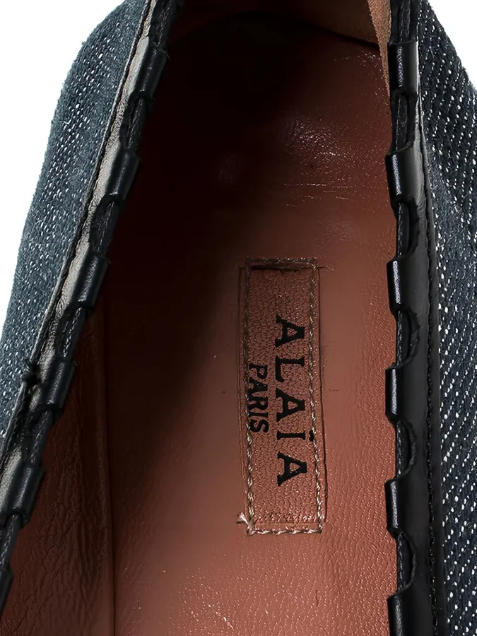 Denim Leather-Trim Ballet Flats - Image 5