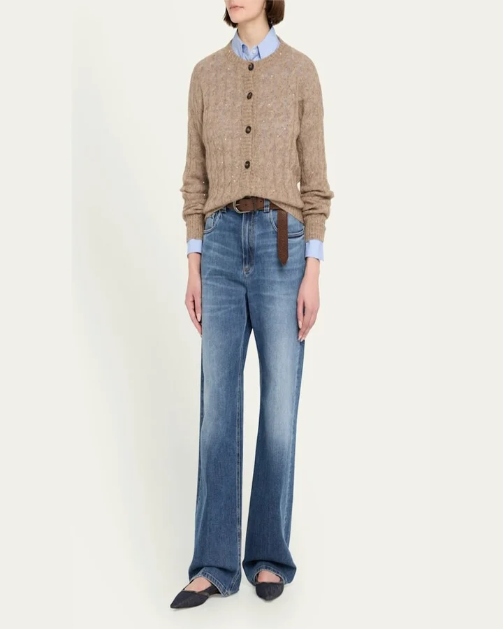 Denim Monili Slingback Ballerina Flats - Image 3