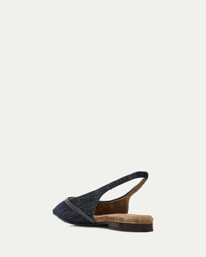 Denim Monili Slingback Ballerina Flats - Image 8