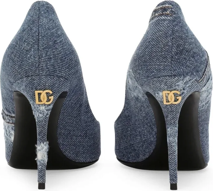 Denim-Patchwork Leather Pumps - Image 3