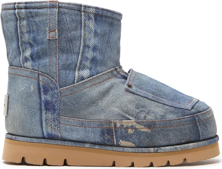 Denim-Print Boots