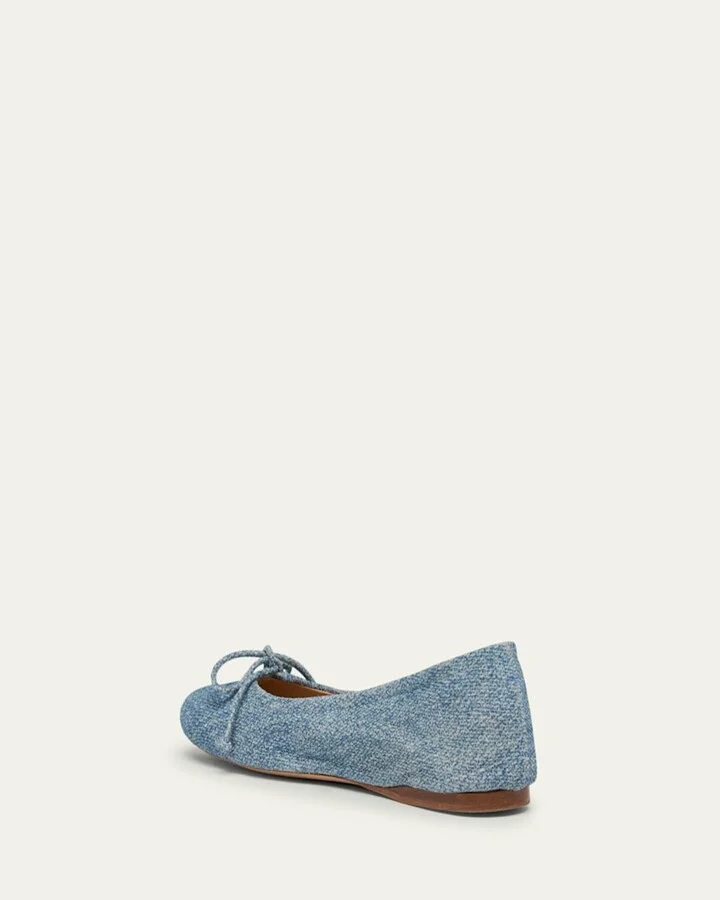 Denim-Print Suede Ballerina Flats - Image 2