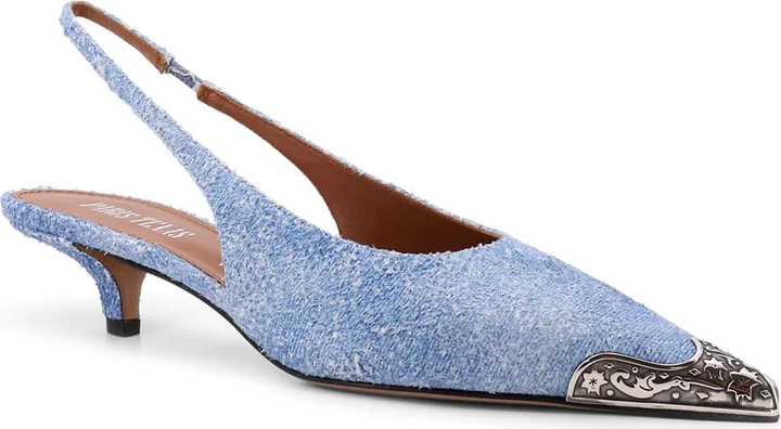 Denim Slingback With Metal Toe - Image 2