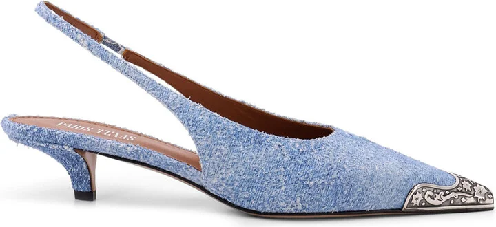 Denim Slingback With Metal Toe