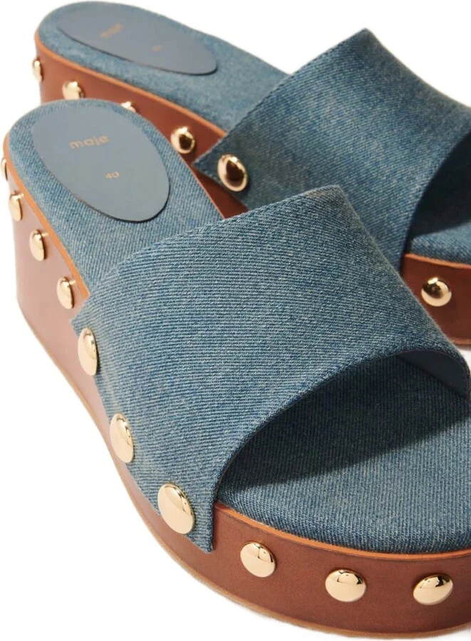 Denim studded wedge mules - Image 5