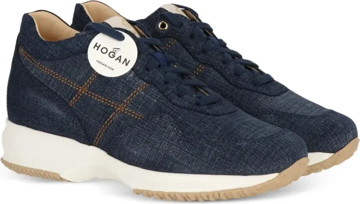 Denim-Textured Lace-Up Sneakers - Image 2