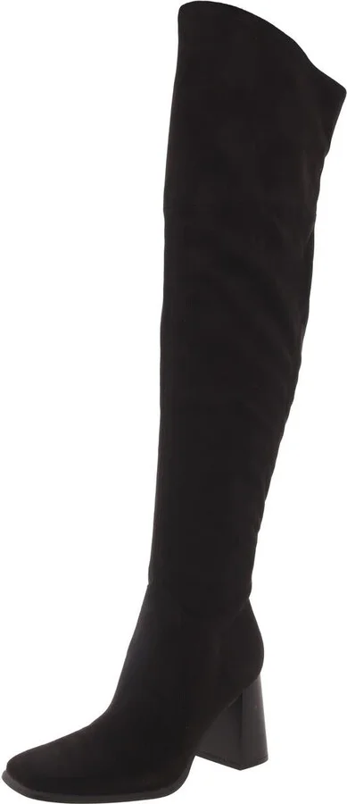 Denki Womens Zipper Faux Suede Over-The-Knee Boots