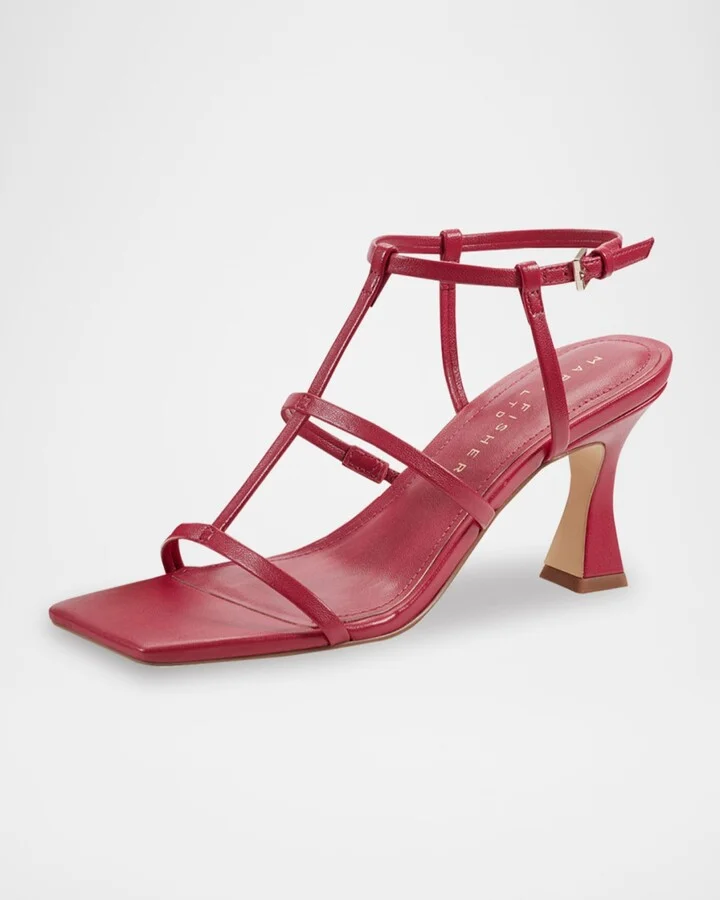 Dennie Leather T-Strap Slingback Sandals - Image 3
