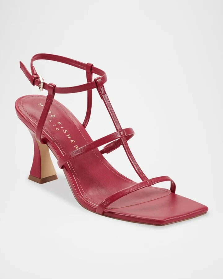 Dennie Leather T-Strap Slingback Sandals - Image 4