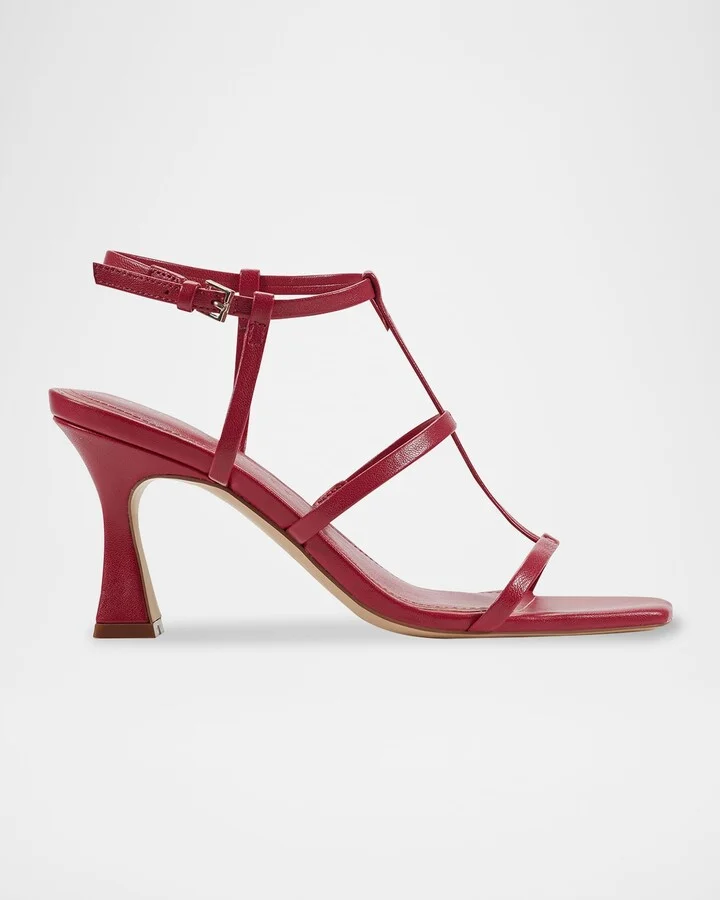 Dennie Leather T-Strap Slingback Sandals
