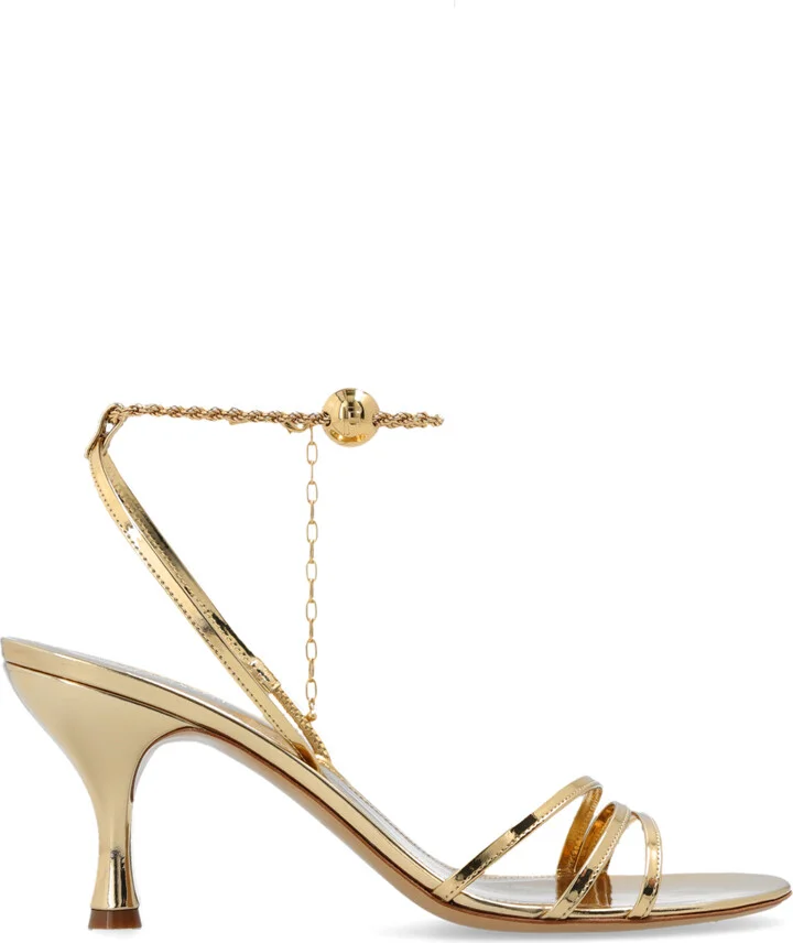 ‘Dennis’ Heeled Sandals, , - Gold