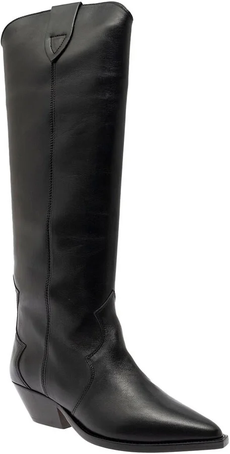 'Denvee' Black Knee-High Boots With Medium Block Heel In Leather Woman - Image 2