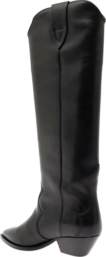 'Denvee' Black Knee-High Boots With Medium Block Heel In Leather Woman - Image 3