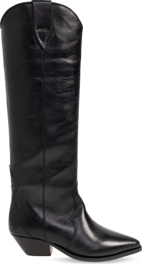 ‘Denvee’ Heeled Boots In Leather, , - Black