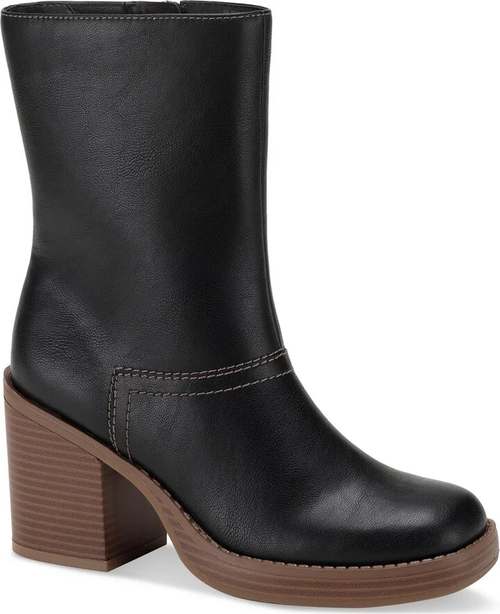 Denverr Womens Faux Leather Embossed Booties