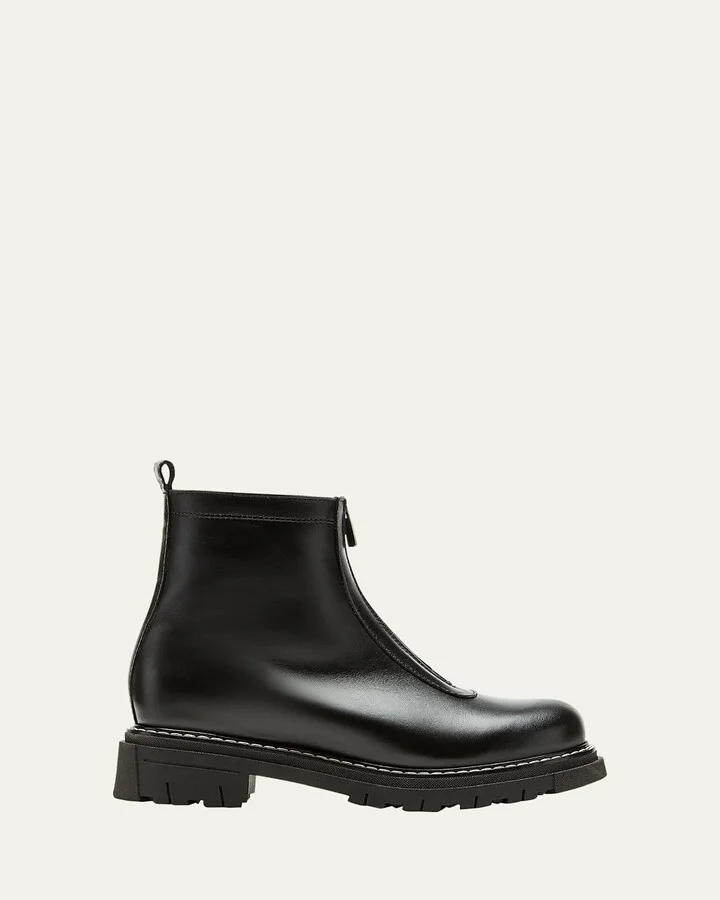 Deon Leather Zip-Up Ankle Booties