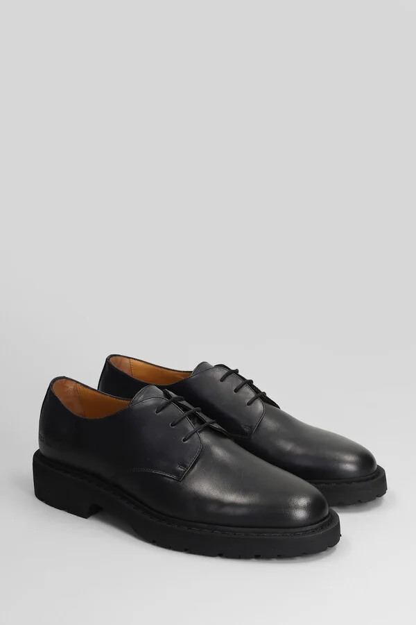 Derby Lace Up Shoes In Black Leather - Image 2