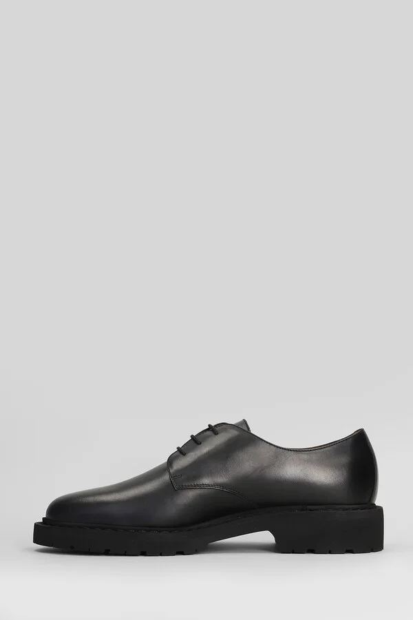 Derby Lace Up Shoes In Black Leather - Image 3