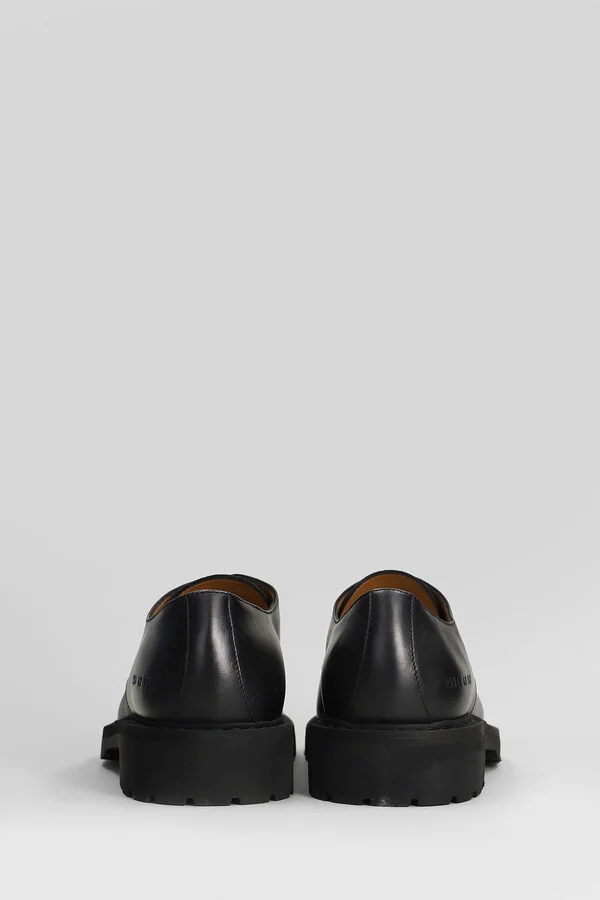 Derby Lace Up Shoes In Black Leather - Image 4