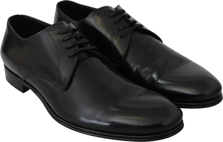 Derby Napoli Black Leather Dress Formal Men's Shoes - Image 5