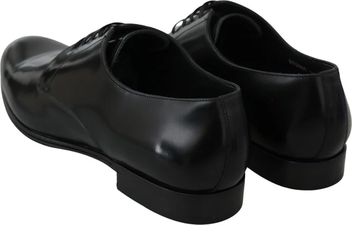 Derby Napoli Black Leather Dress Formal Men's Shoes - Image 6