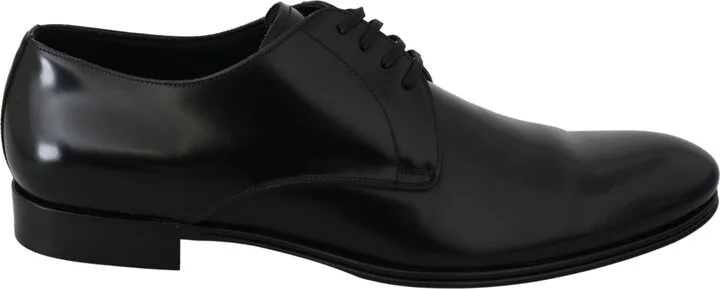 Derby Napoli Black Leather Dress Formal Men's Shoes
