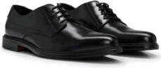 Derby shoes in nappa leather with embossed logo- Black Men's Business Shoes size 9