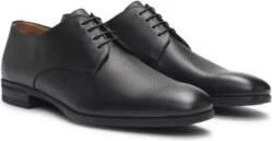 Derby shoes in structured leather with padded insole- Black Men's Business Shoes size 11