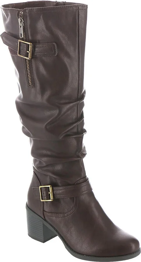 Desirable Womens Faux Leather Slouchy Knee-High Boots