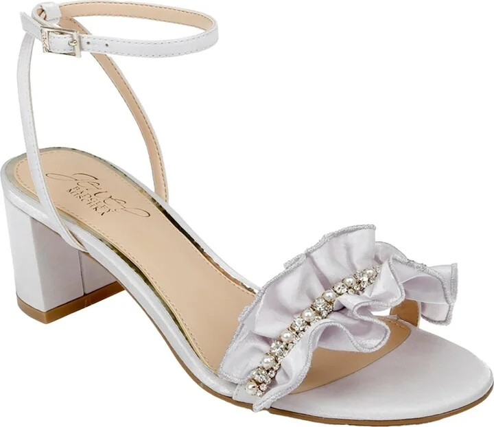 Desirie Womens Embellished Ankle Strap Block Heel