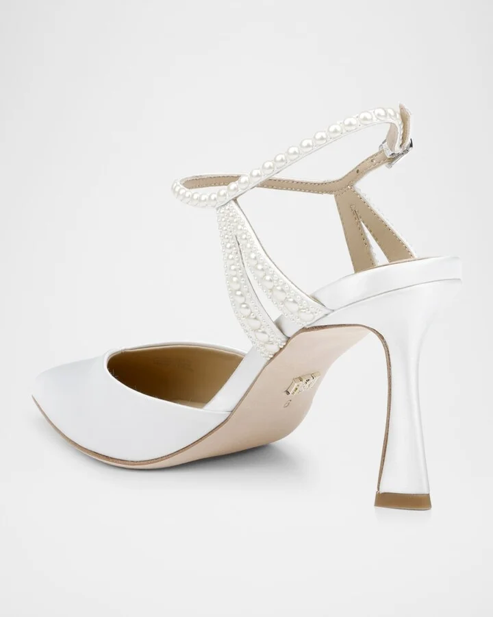 Destinee Pearly Pointed Satin Pumps - Image 3