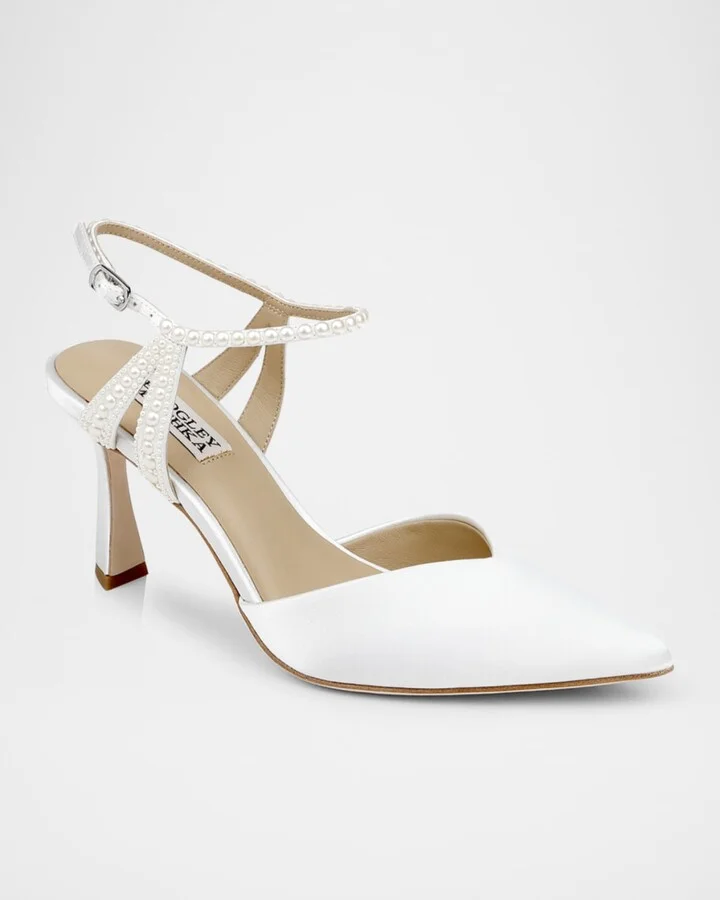 Destinee Pearly Pointed Satin Pumps - Image 7