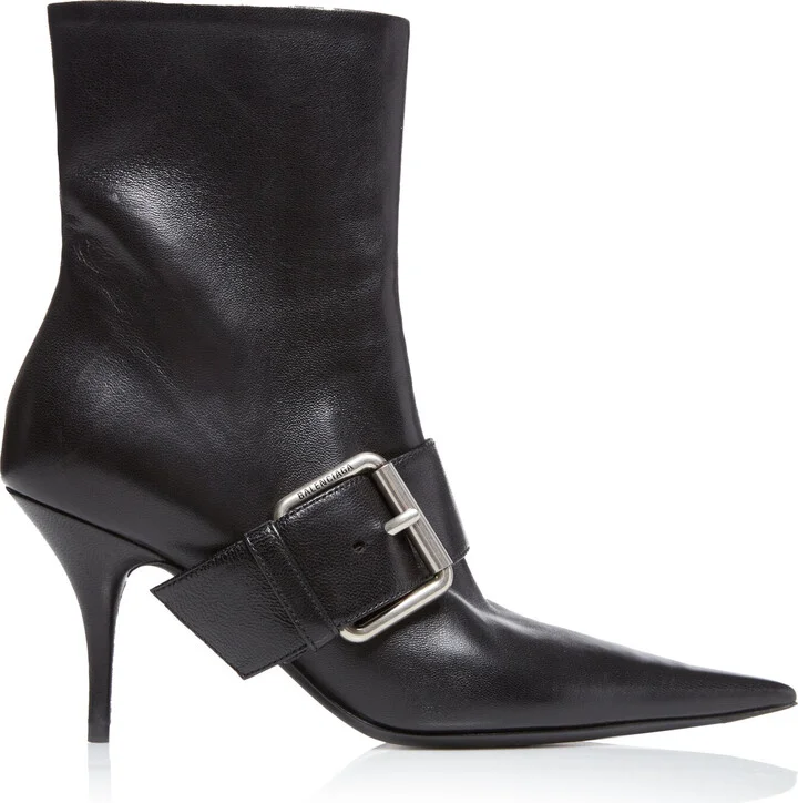 Detailed Leather Ankle Boots