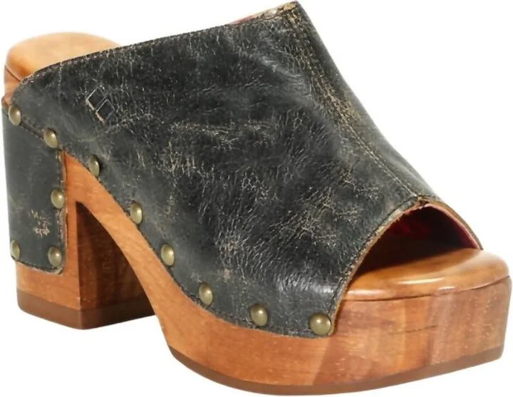 Deva Clog Flatform Heel In Black Lux