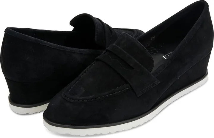 Devera Flats Women's 12 BLack Suede Slip On Penny Loafers Shoes KHD2058