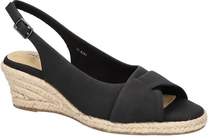 Devlin Womens Faux Leather Peep-Toe Wedge Sandals