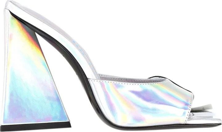 Devon 115 Iridescent Mules in Silver Leather