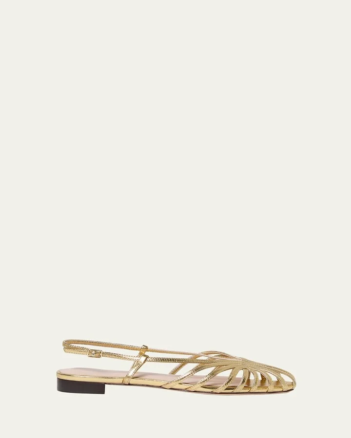 Devon Lattice Metallic Leather Slingback Sandals