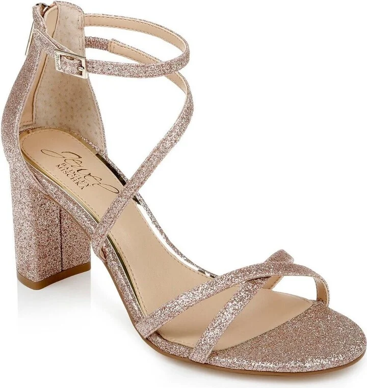 Devorah Sandal Women's 8.5 Pink Glitter Block Heel KHD1006