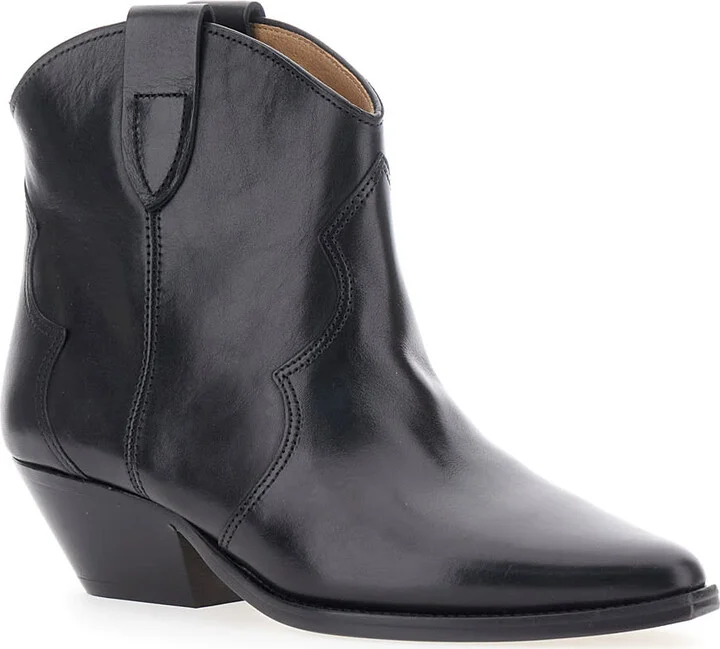 'dewina' Black Slip-on Ankle Boots With Low Block Heel In Leather Woman - Image 2