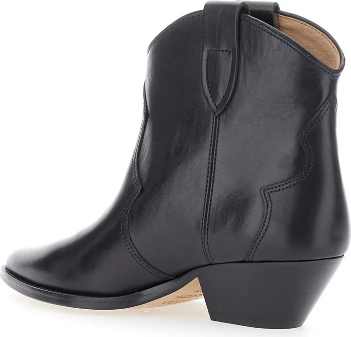 'dewina' Black Slip-on Ankle Boots With Low Block Heel In Leather Woman - Image 3