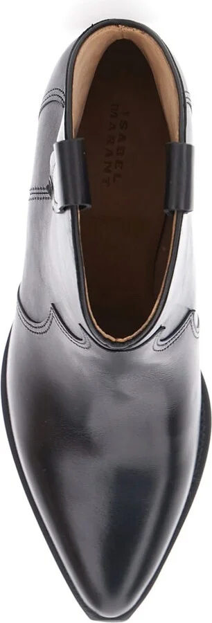 'dewina' Black Slip-on Ankle Boots With Low Block Heel In Leather Woman - Image 4