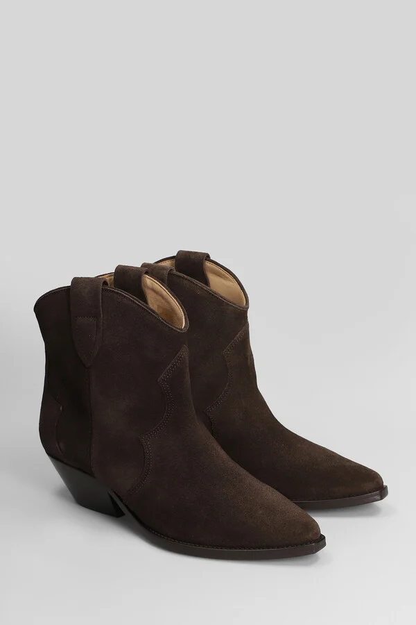 Dewina Texan Ankle Boots In Brown Suede - Image 2