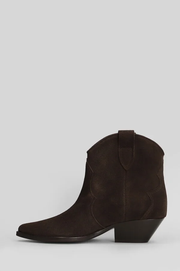 Dewina Texan Ankle Boots In Brown Suede - Image 3
