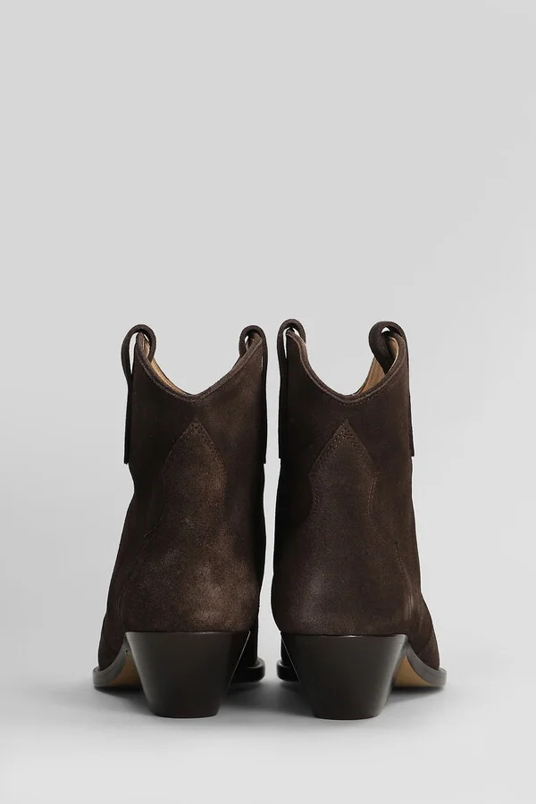 Dewina Texan Ankle Boots In Brown Suede - Image 4
