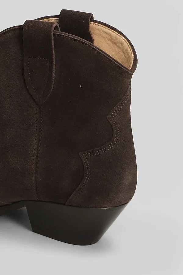 Dewina Texan Ankle Boots In Brown Suede - Image 5